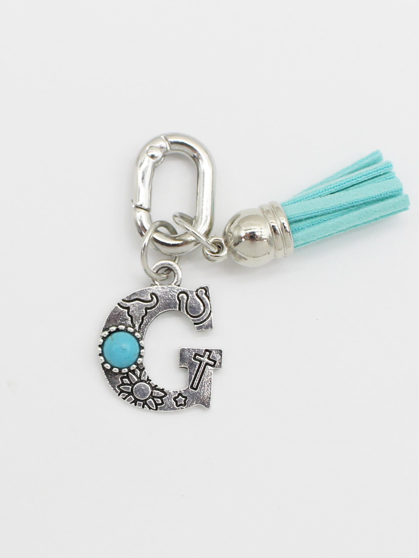 Wholesale ethnic style turquoise 26 letter tassel pendant